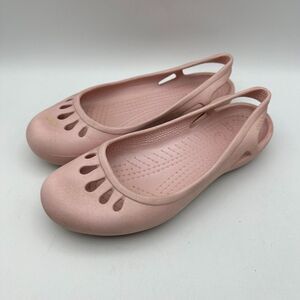 Crocs Malindi Slingback Ballet Flats Womens 6 Light Pink Round‎ Toe Slip On